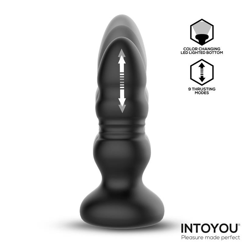 Krax Plug Anal con Vibracion Thrusting y Luz Led con Control Remoto