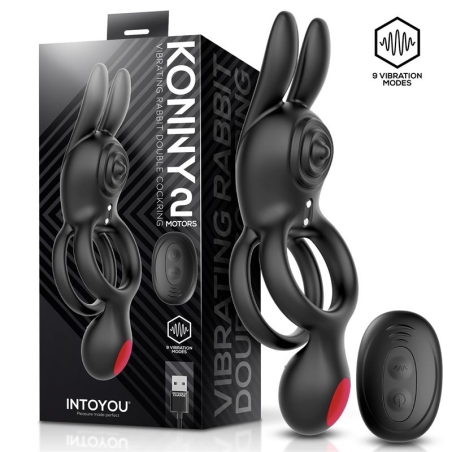 Konny Anillo Vibrador Doble con Conejito y Control Remoto