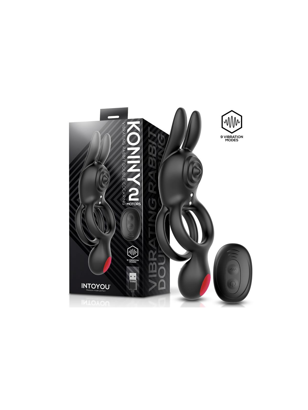 Konny Anillo Vibrador Doble con Conejito y Control Remoto