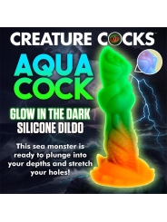 Aqua Cock Dildo Brilla en la Oscuridad Silicona