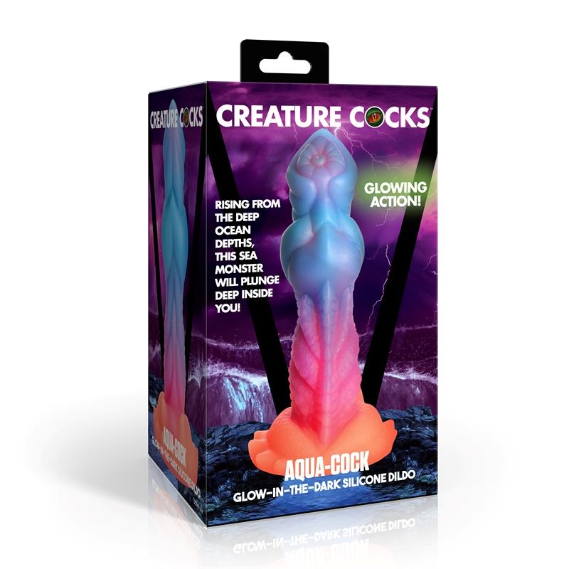 Aqua Cock Dildo Brilla en la Oscuridad Silicona