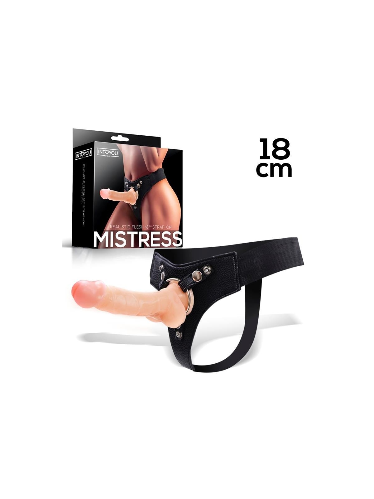 Mistress Arnes Elastico con Dildo de Silicona de 18 cm Natural