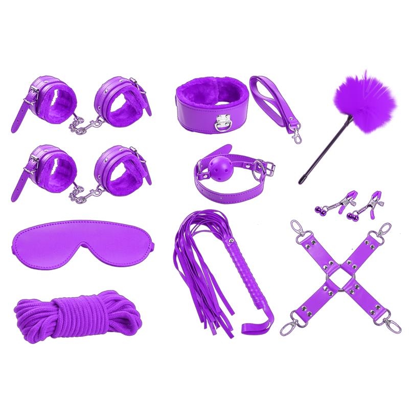 Set Bondage de 10 Piezas Purpura Set Bondage de 10 Piezas Purpura