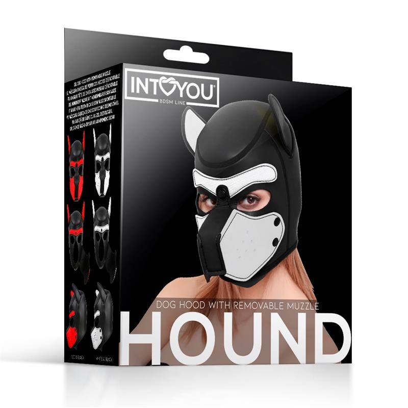 Hound Mascara de Perro Neopreno Hocido Extraible Negro Blanco Talla unica