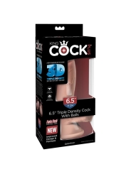 3D Dildo Triple Densidad con Testiculos Plus 65 Natural