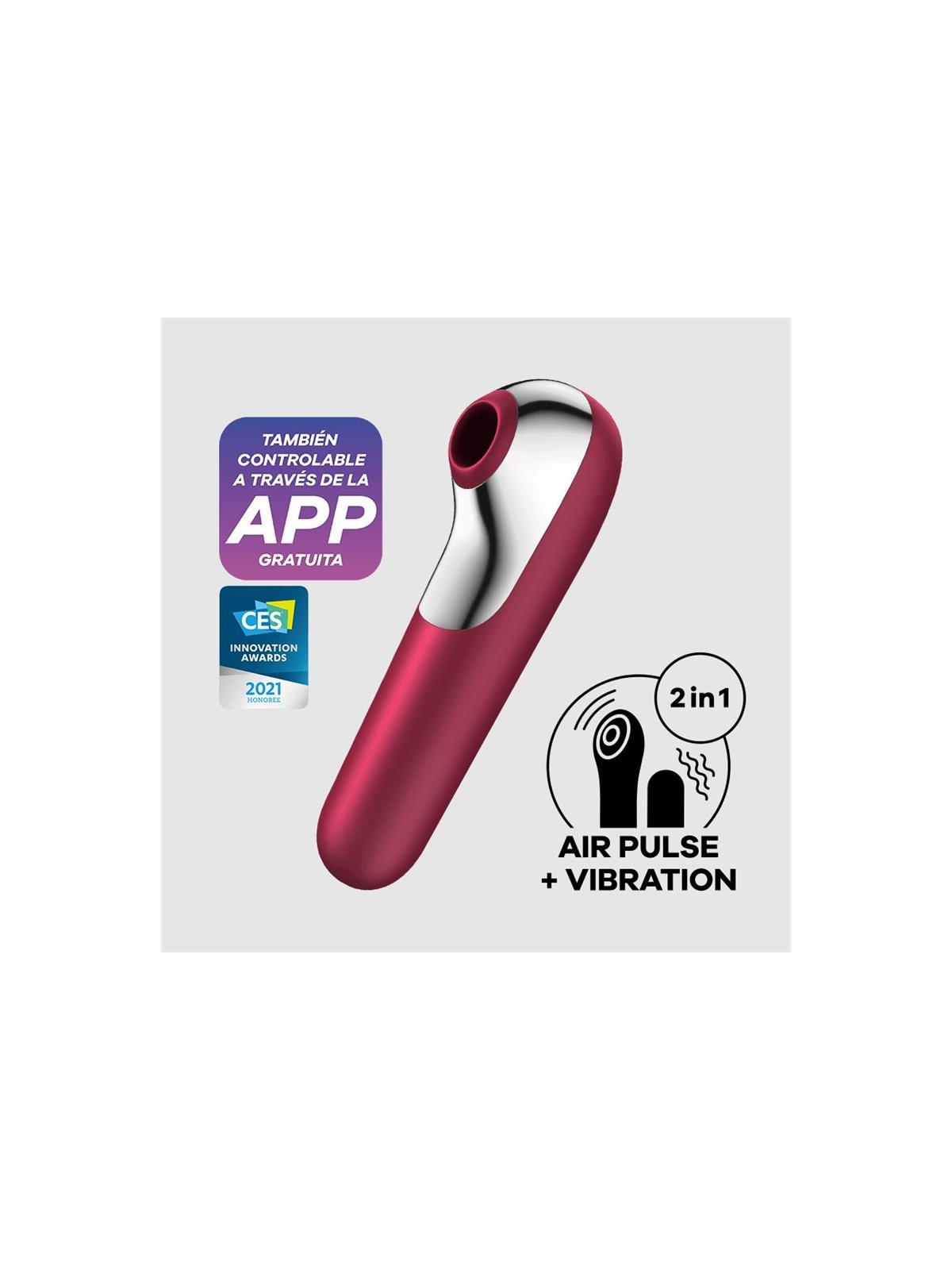 Dual Love Vibrador y Succionador de Aire Pulsado Rojo