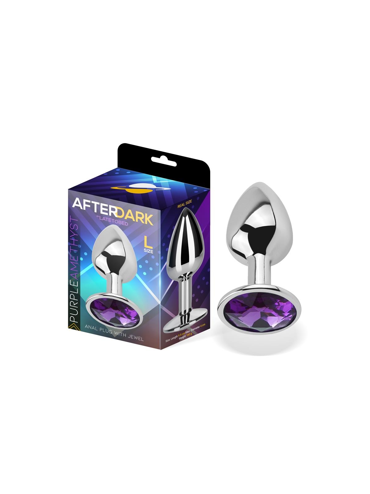 Plug Anal con Joya Purpura Amatista Talla L Aluminio
