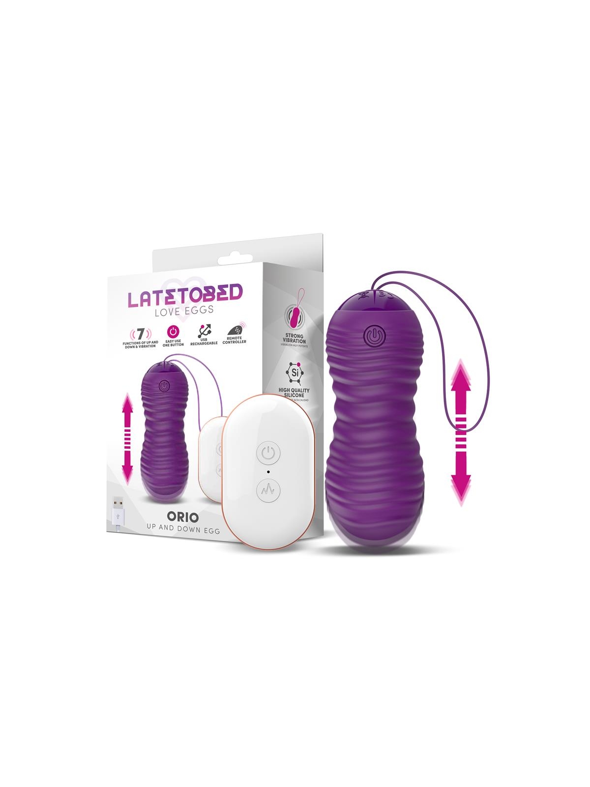 Orio Huevo Vibrador y Movimiento Telescopico Up and Down Control Remoto Purpura