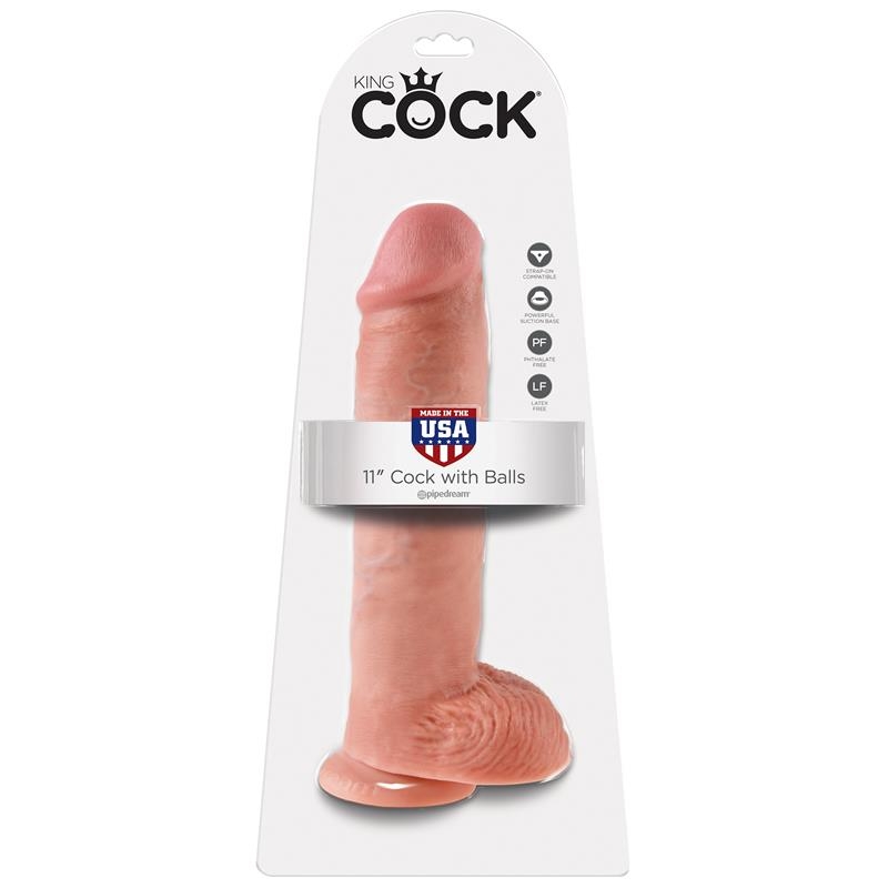 King Cock Pene con Testiculos de 11 Color Natural