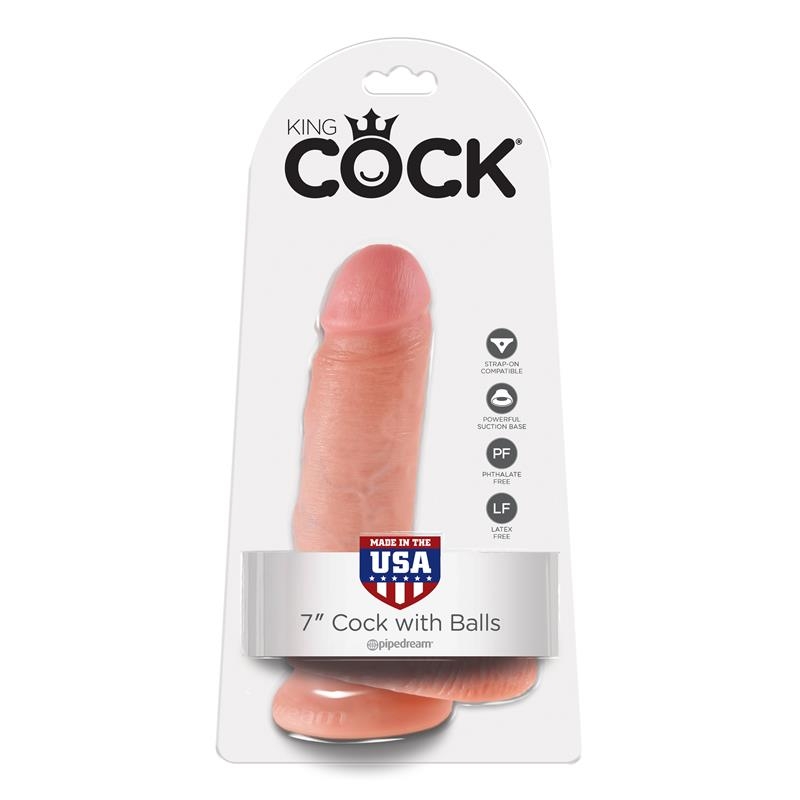 King Cock Pene con Testiculos de 7 Color Natural