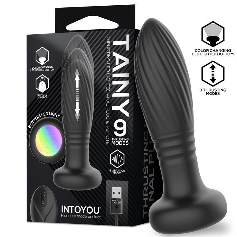 Tiany Plug Anal con Thrusting y Luces Led con Control Remoto