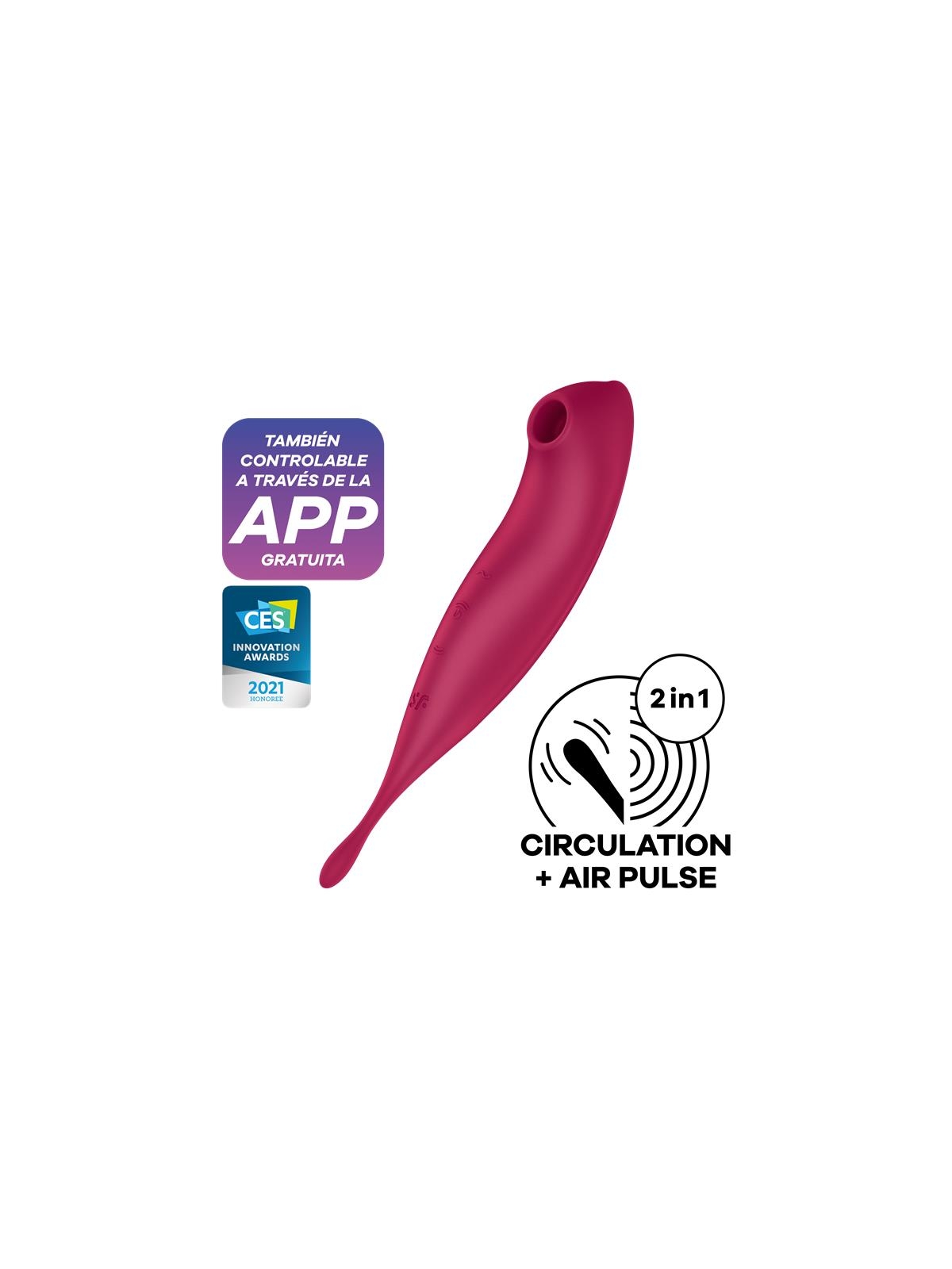 Twirling Pro Succionador y Vibrador APP Satisfyer Connect Dark Red