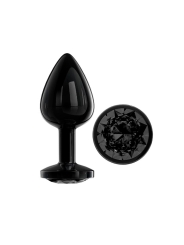 Blackgem Plug Anal Metalico con Joya Color Negro Talla M