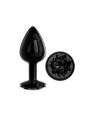 Blackgem Plug Anal Metalico con Joya Color Negro Talla M