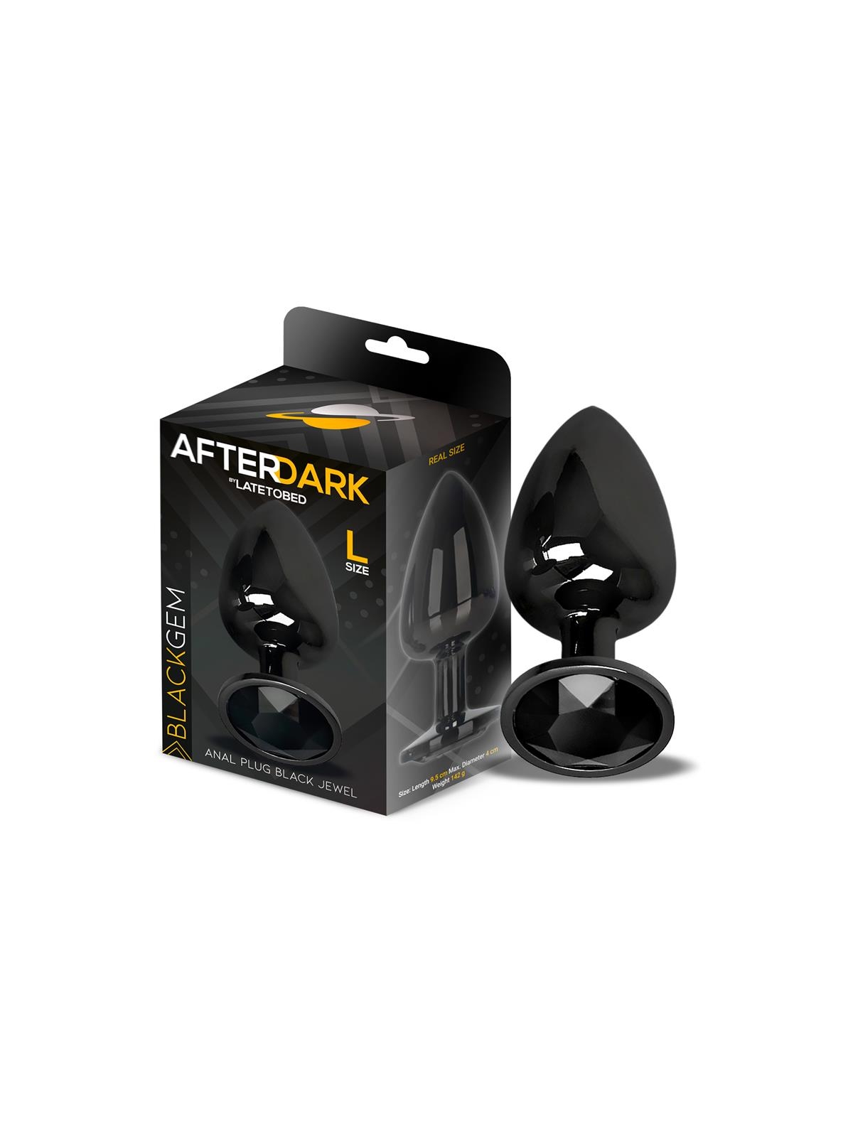 Blackgem Plug Anal Metalico con Joya Negro Talla L