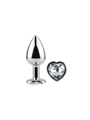 Plug Anal de Metal Corazon Transparente Talla S