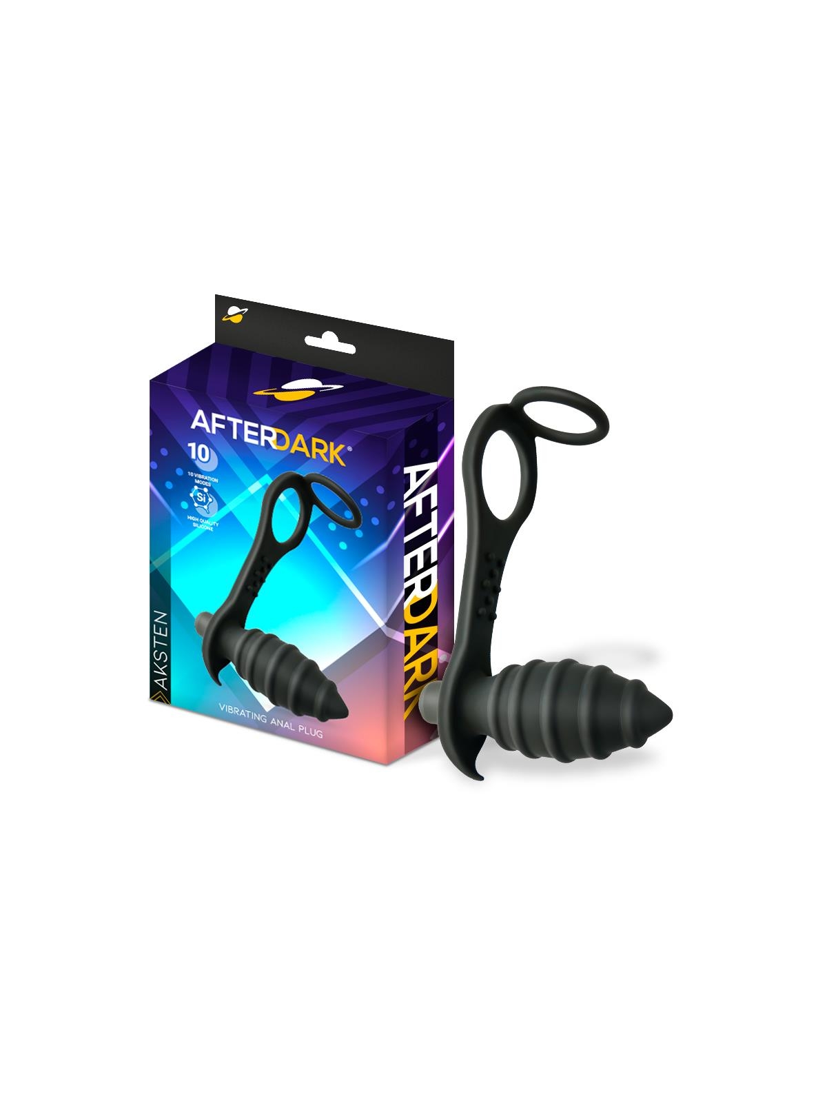 Aksten Plug Anal con Vibracion y Anillo para Testiculos