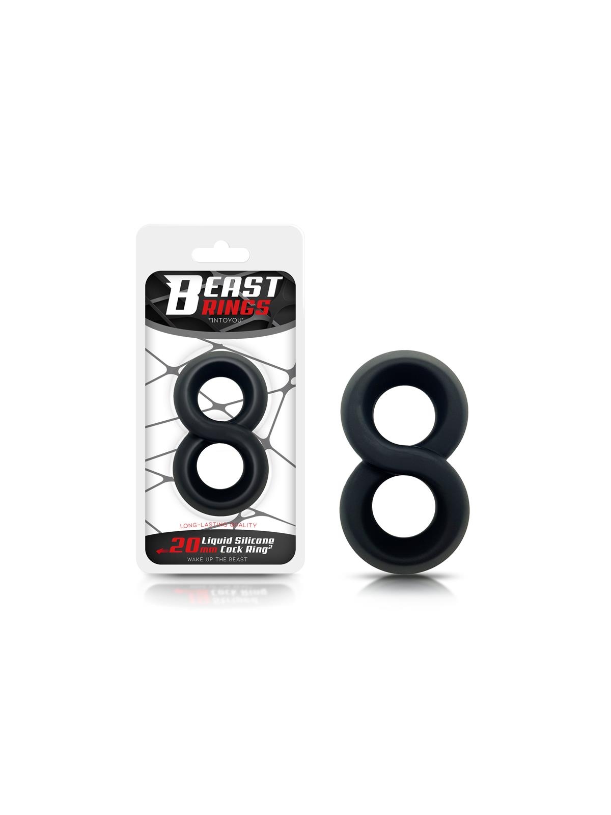 Anillo Doble para el Pene 100 Silicona Liquida 2 cm Negro