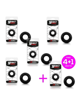 Pack 41 Anillo para el Pene Striped Super Flexible Resistente 19 cm Negro