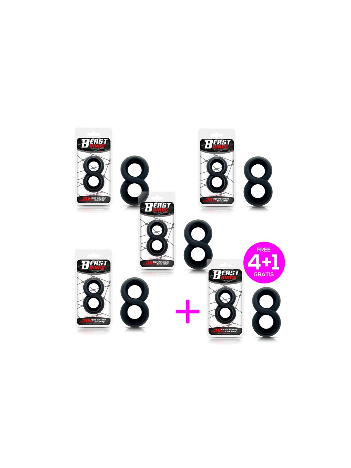 Pack 4 1 Anillo para el Pene 100 Silicona Liquida 2 cm Negro