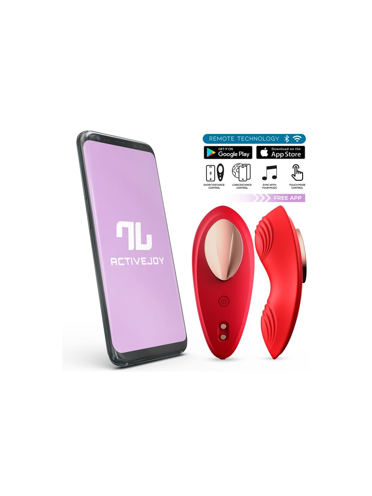 Vibrador de Braguita con APP Silicona Rojo