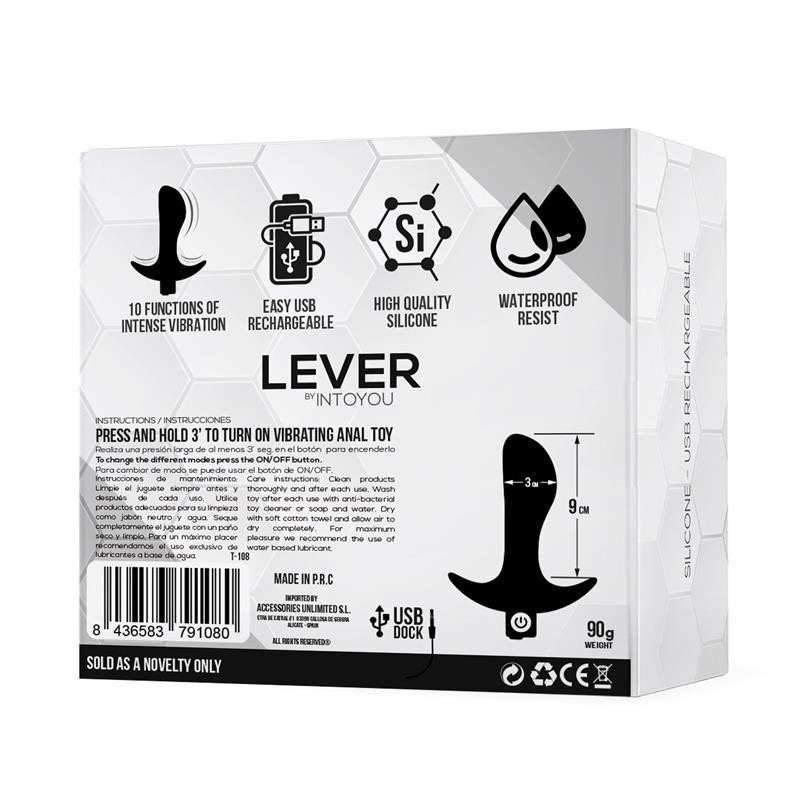 Lever Plug Anal con Vibracion USB Silicona