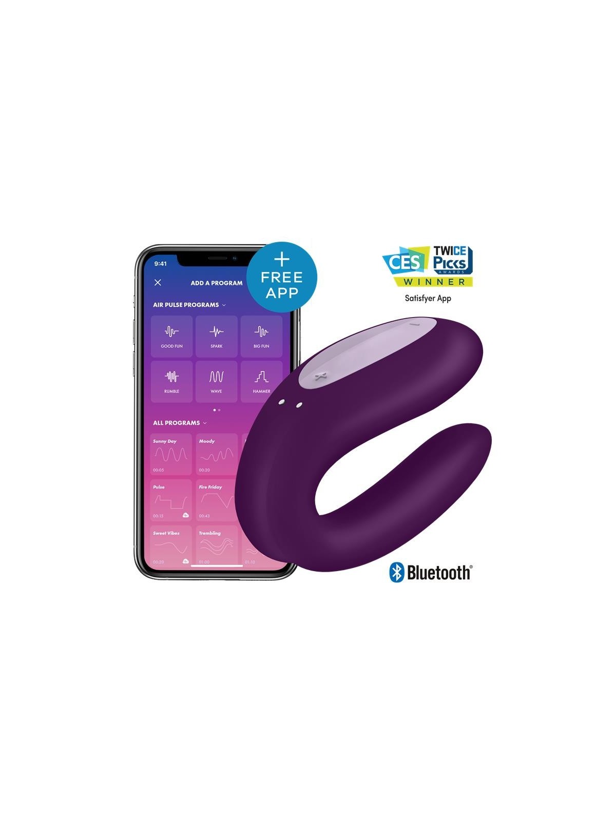 Vibrador para Parejas con APP Double Joy Violeta