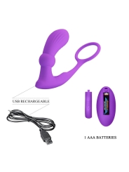 Warren Plug Anal y Anillo para el Pene con Vibracion y Pulsacion a Control Remoto