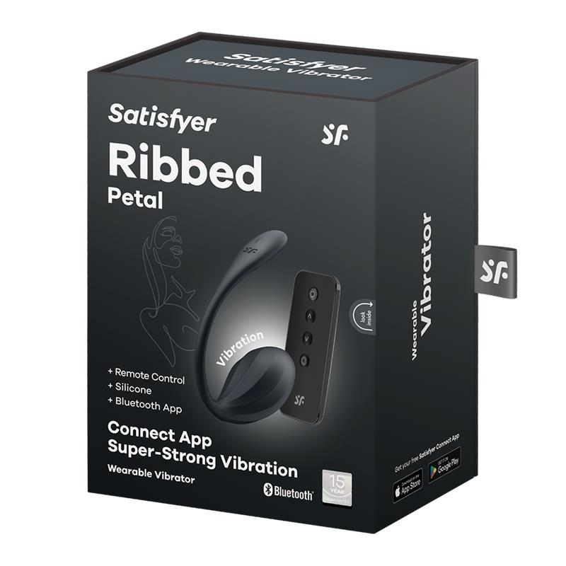 Ribbed Petal con Satisfyer Connect APP Negro