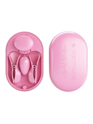 Surprise Box Huevo Vibrador y Pinzas para Pezones con Electro Estimulacion Rosa