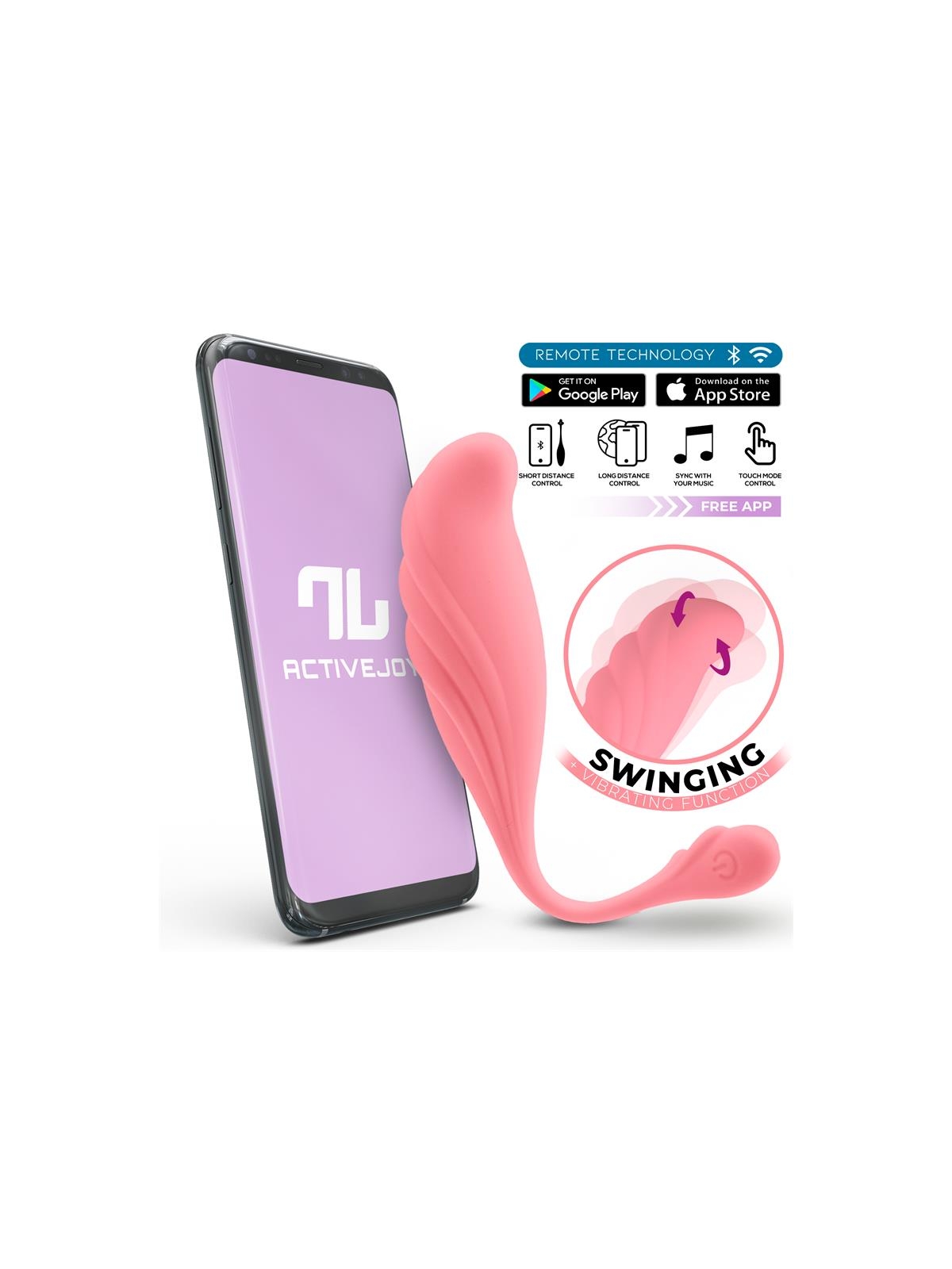 Huevo Vibrador con Movimiento Waving con APP USB