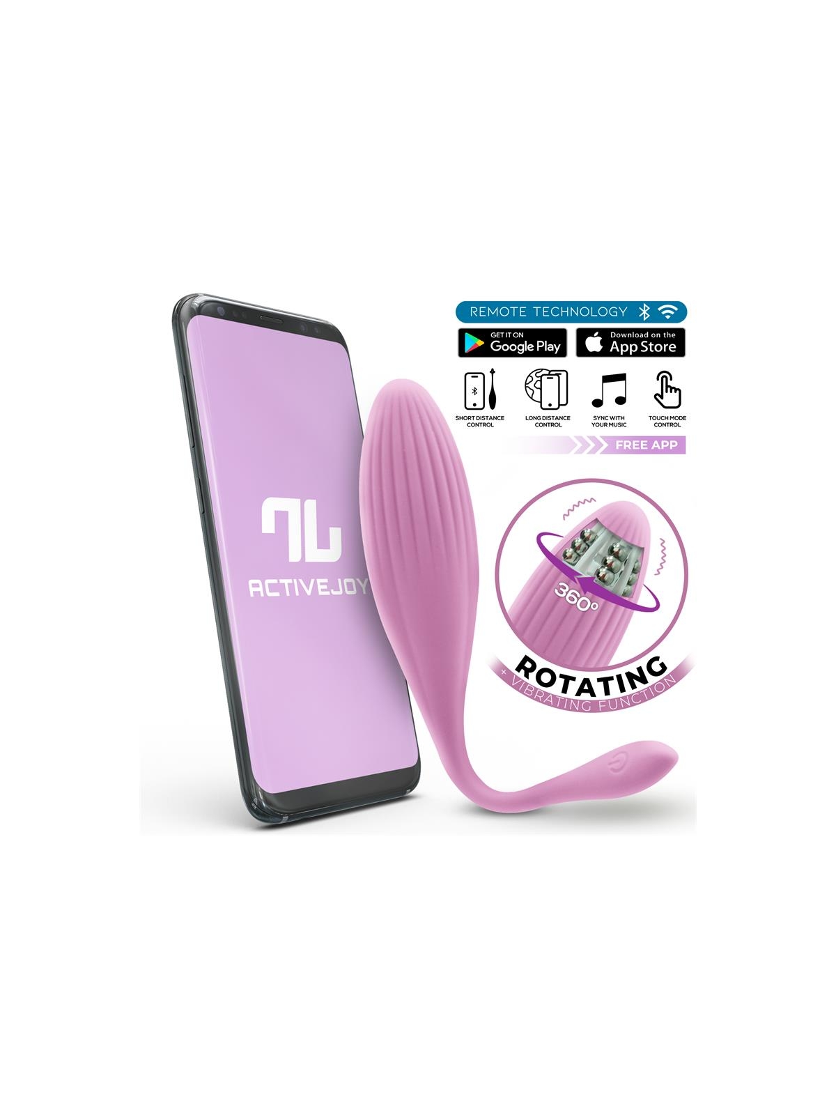 Huevo Vibrador con Bolas Internas con Rotacion y APP USB