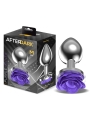 Plug Anal de Metal con Rosa Purpura en la Base Talla M