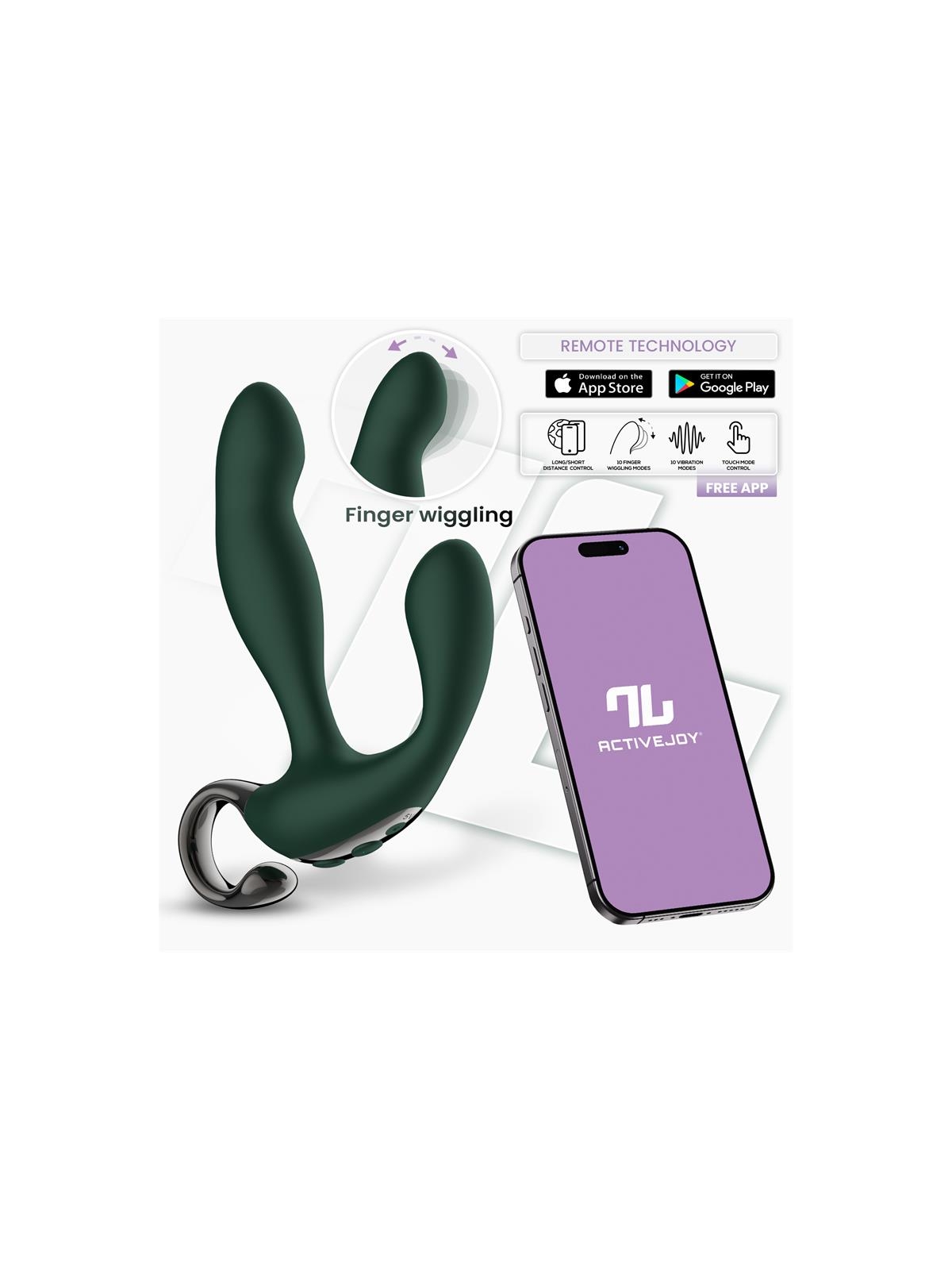 Greeny Masajeador Prostatico con Finger Wiggling y App