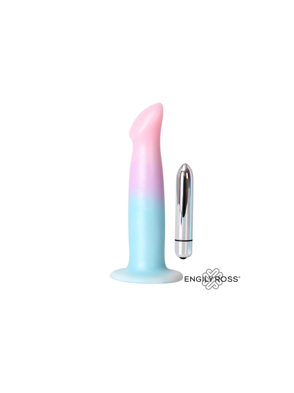 Dildo con Vibracion Silicona Liquida Color Degradado y Ventosa 17 cm