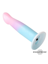 Dildo con Vibracion Silicona Liquida Color Degradado y Ventosa 17 cm