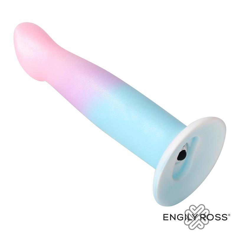 Dildo con Vibracion Silicona Liquida Color Degradado y Ventosa 17 cm