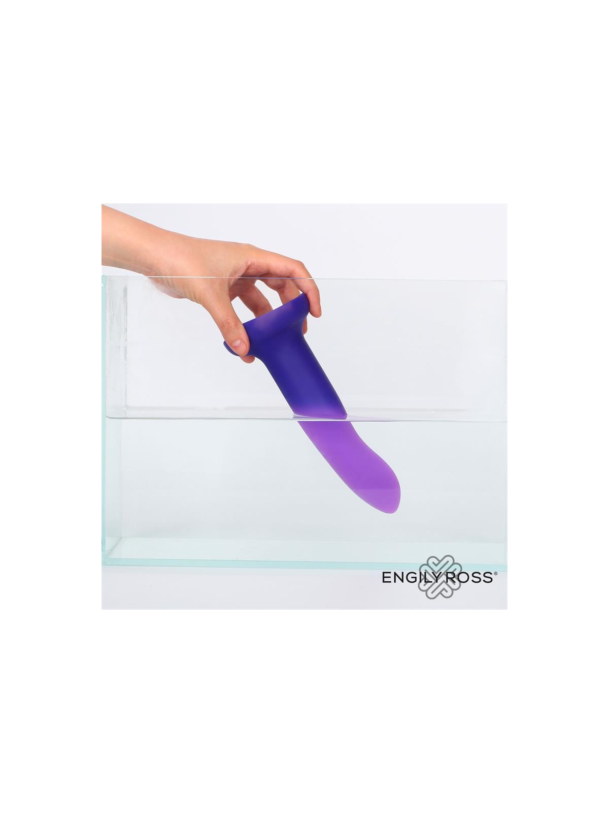 Dildo que Cambia de Color Azul a Purpura con Vibracion Talla M Silicona Liquida 17 cm