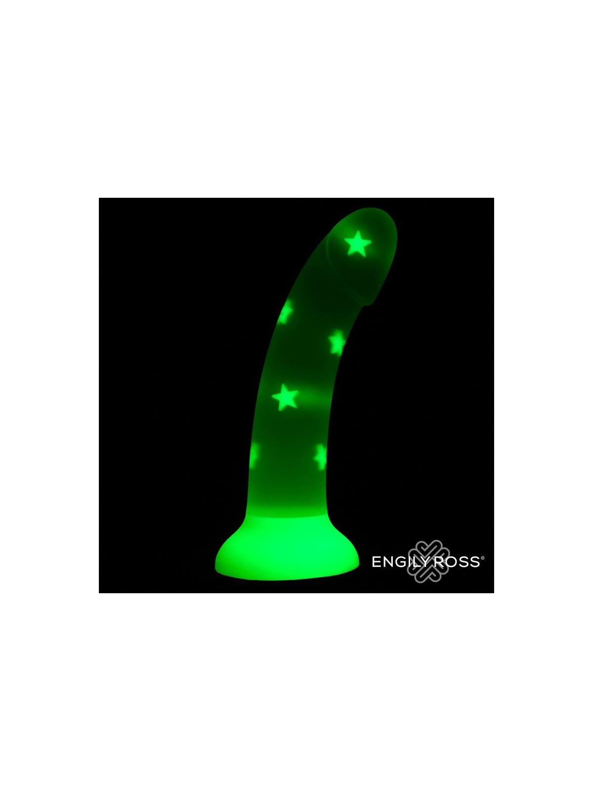 Dildo que Brilla en la Oscuridad Confetti Star Silicona Liquida 17 cm