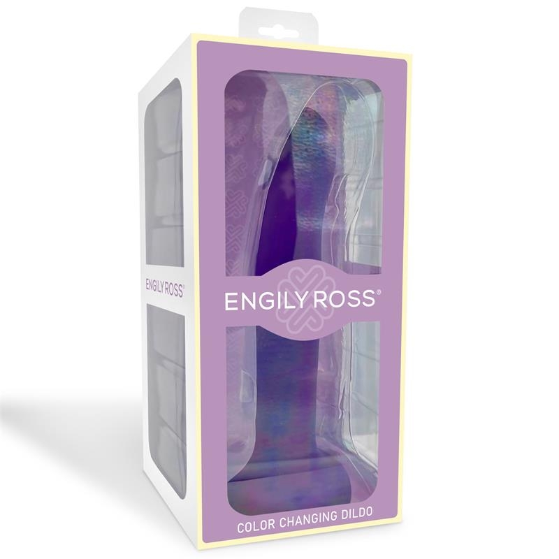 Dildo que Cambia de Color Pupura a Rosa Talla L Silicona Liquida 21 cm