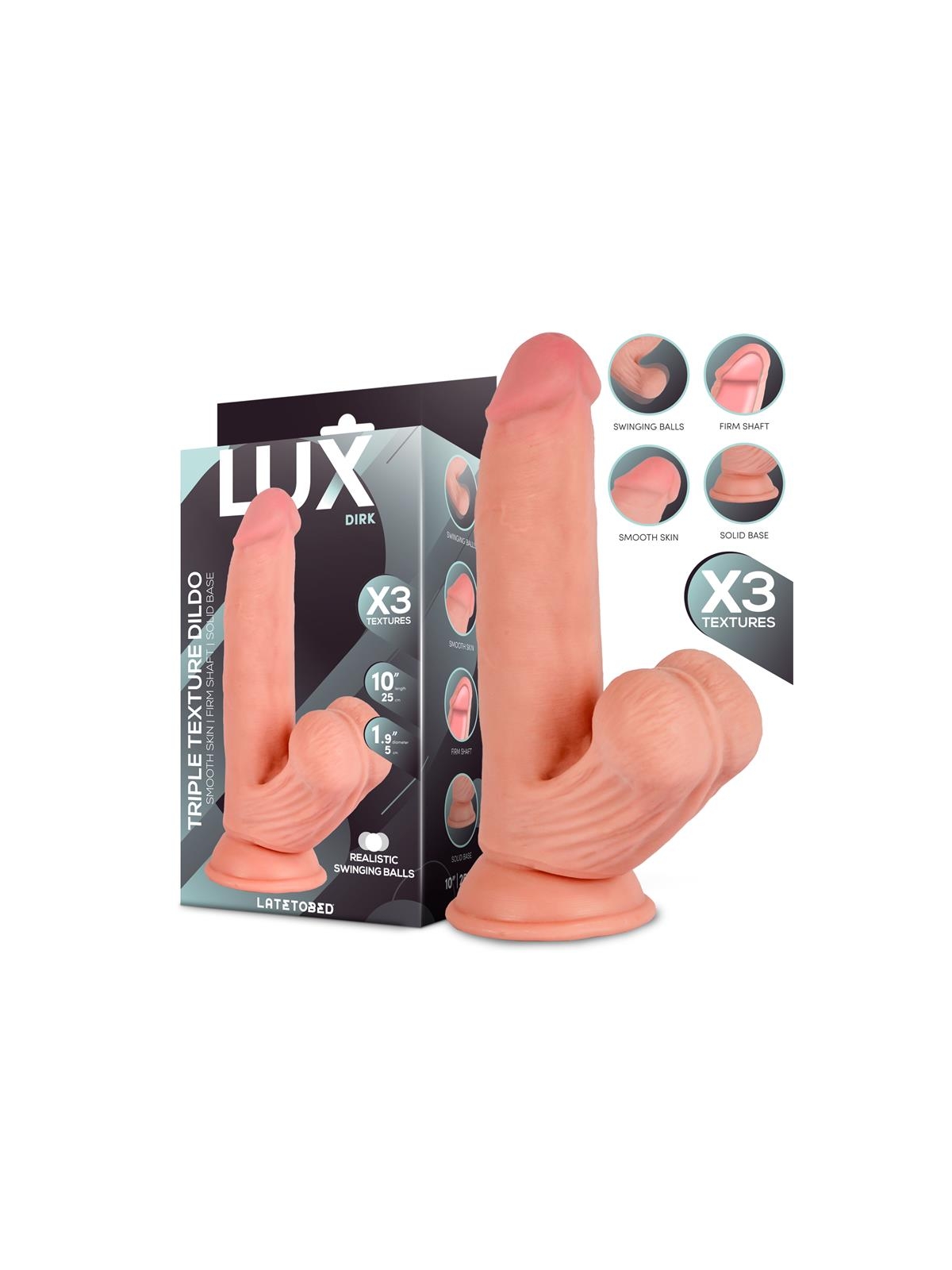 Dirk Dildo Triple Densidad con Testiculos Oscilantes 10