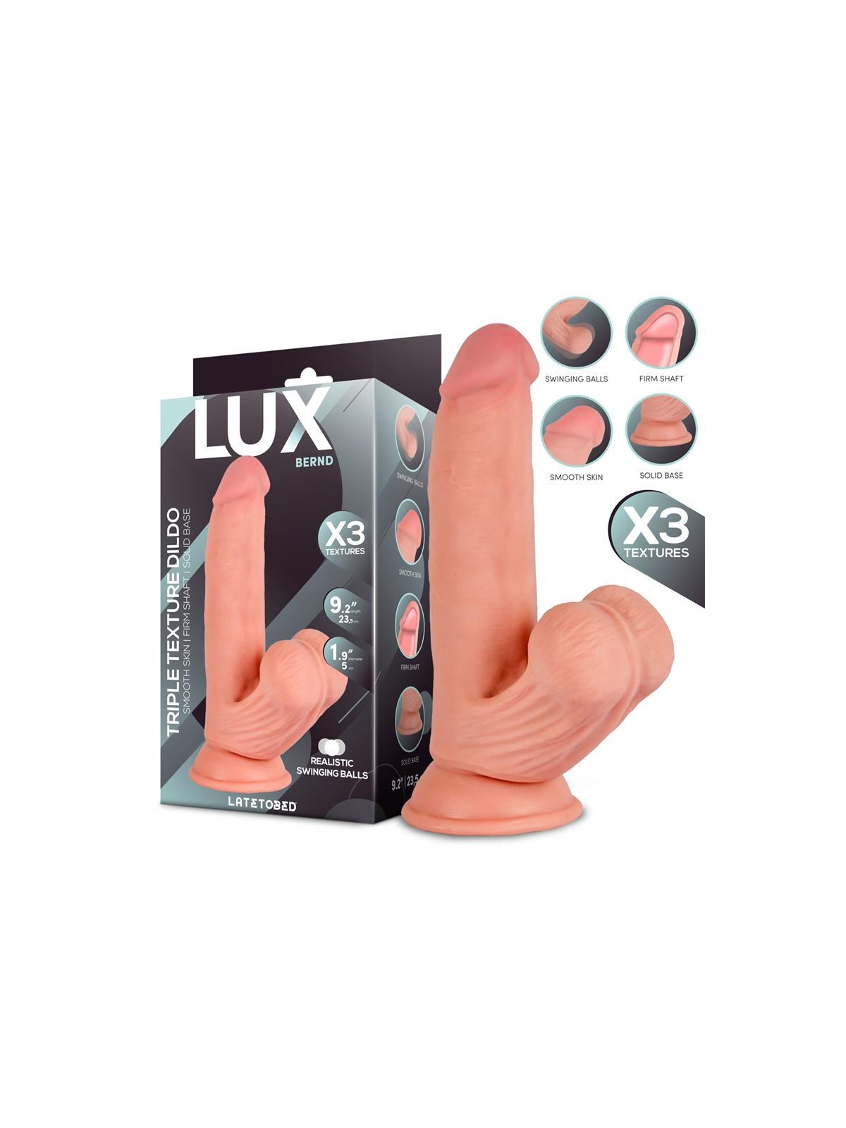 Bernd Dildo Triple Densidad con Testiculos Oscilantes 92 Bernd Dildo Triple Densidad con Testiculos Oscilantes 92