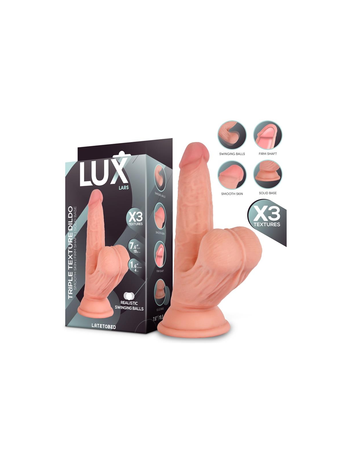 Lars Dildo Triple Densidad con Testiculos Oscilantes 76