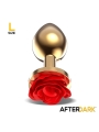 Plug Anal de Metal Dorado con Rosa Roja en la Base Talla L