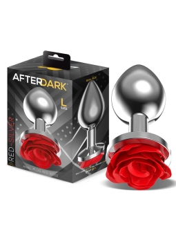 Plug Anal de Metal con Rosa Roja en la Base Talla L