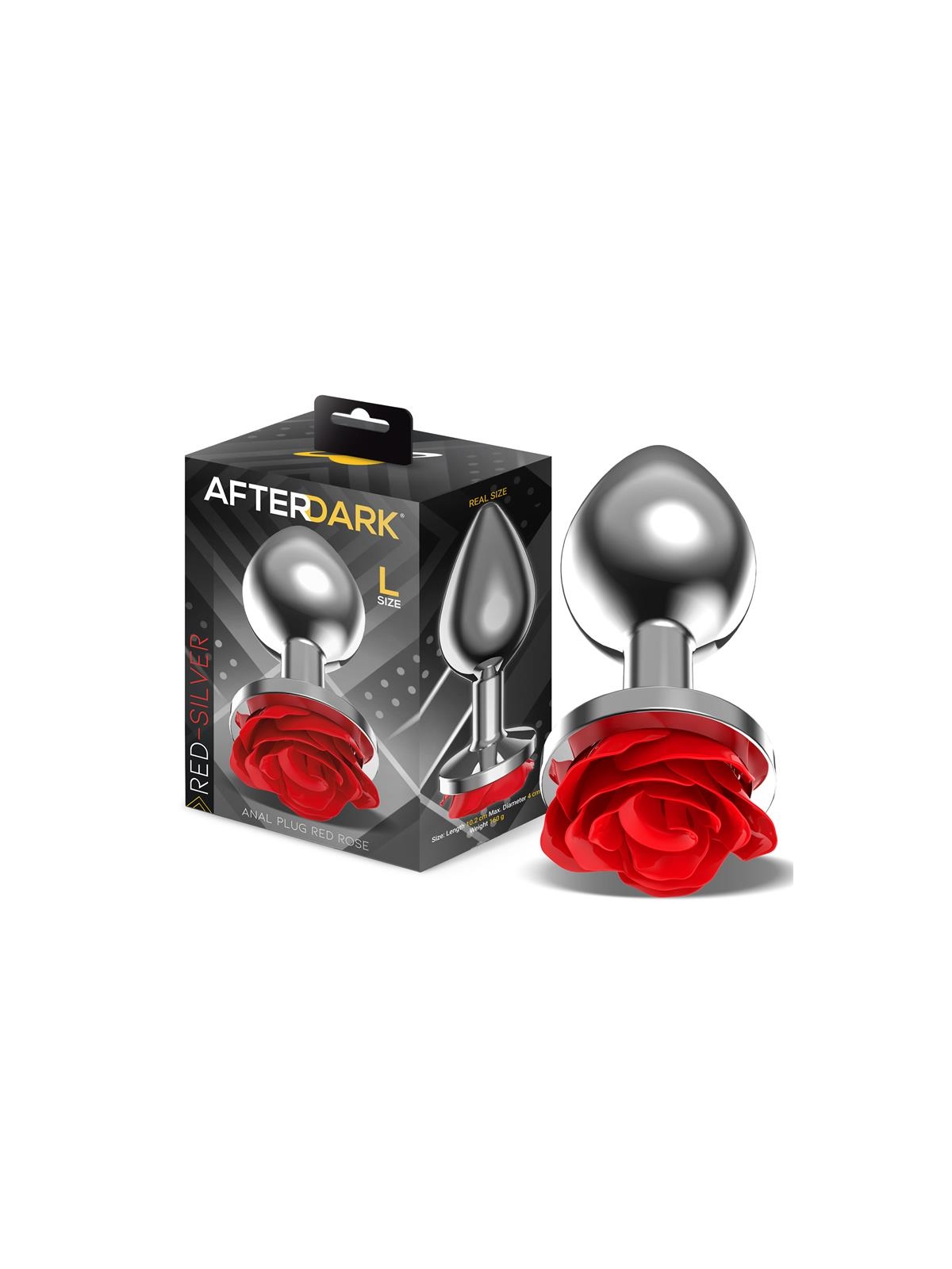 Plug Anal de Metal con Rosa Roja en la Base Talla L
