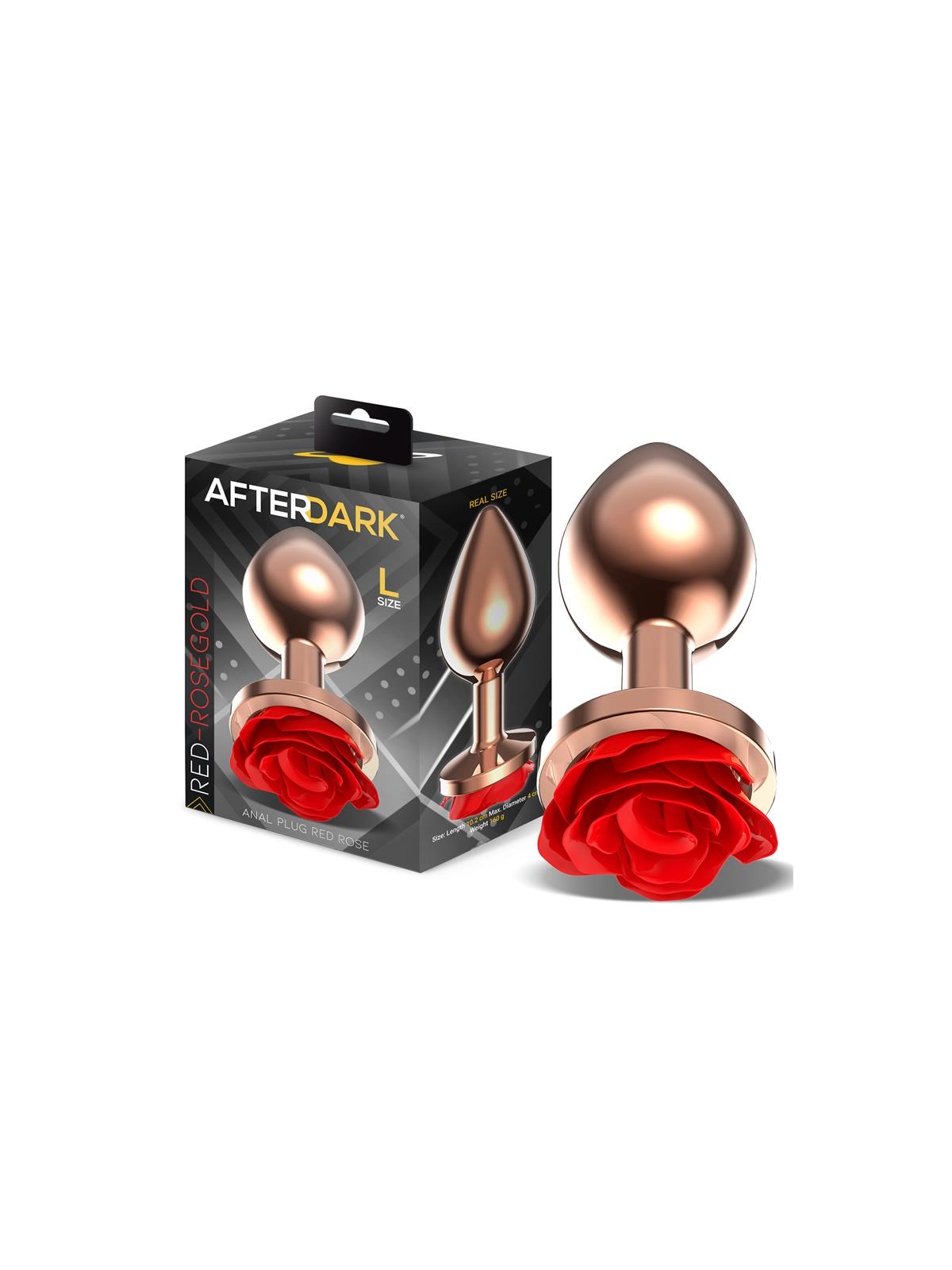 Rose Plug Anal Oro Rosa Base de Rosa Roja Talla L