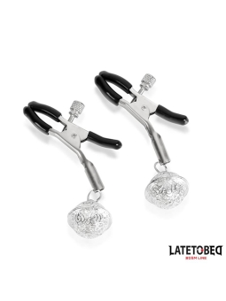 Pinzas para Pezones con Cascabel Plateado y Negro