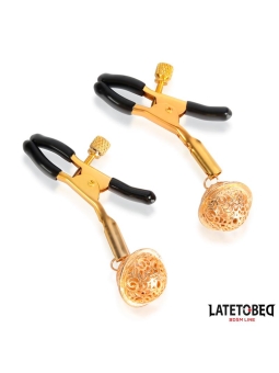 Pinzas para Pezones con Cascabel Dorado y Negro