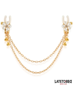 Pinzas para Pezones con Cadena y Flor de Perlas